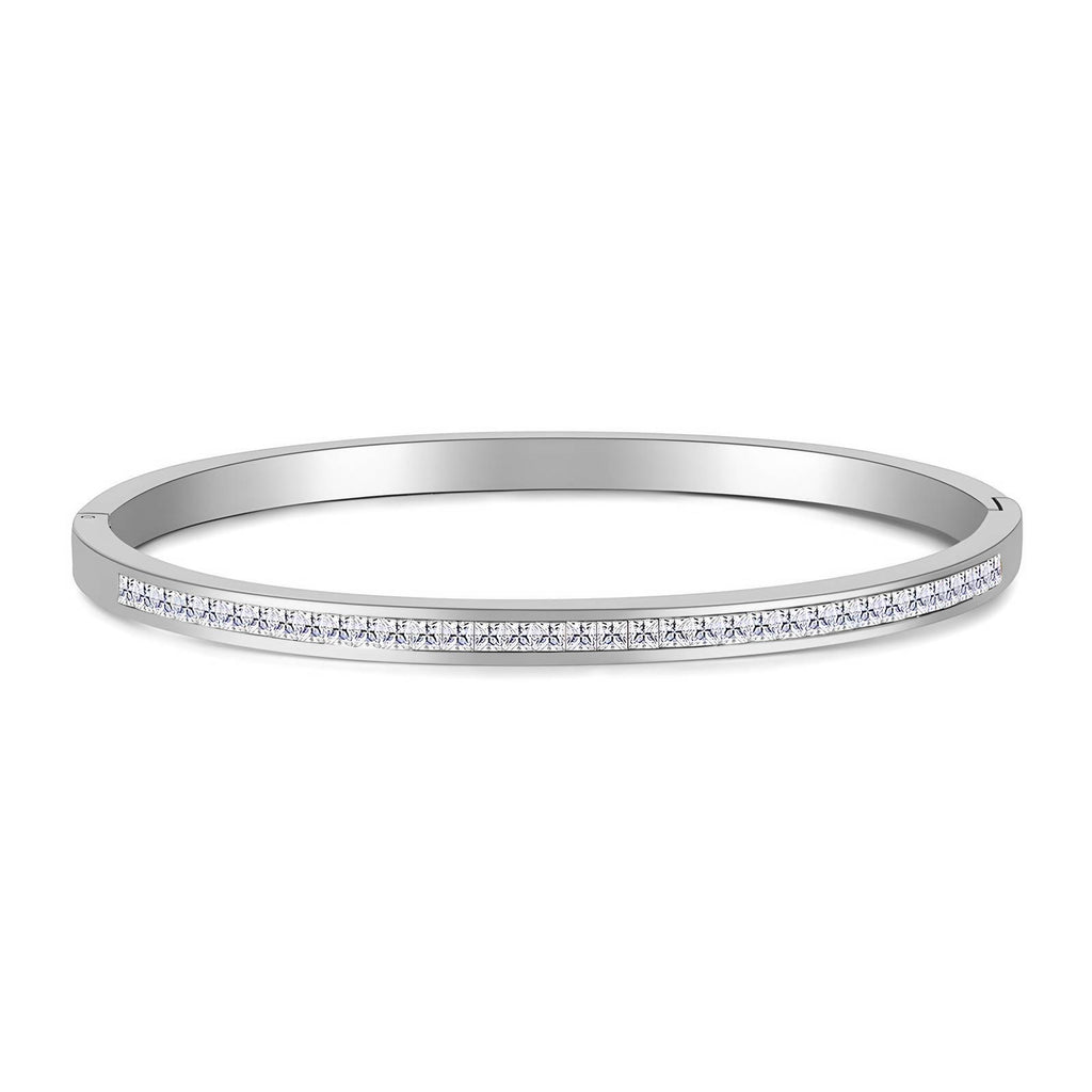 Silver Line Crystal Bangle