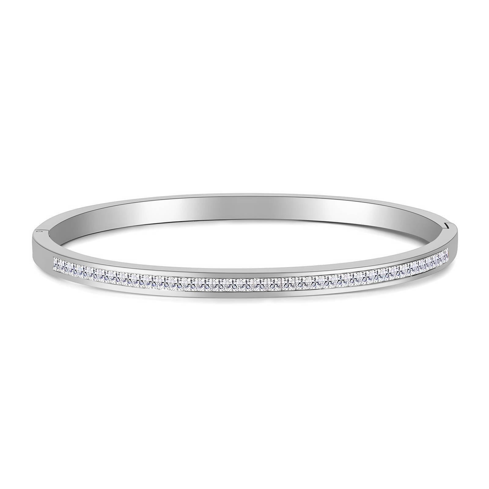 Silver Line Crystal Bangle