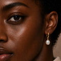 Pearl Drop Hoop Earrings