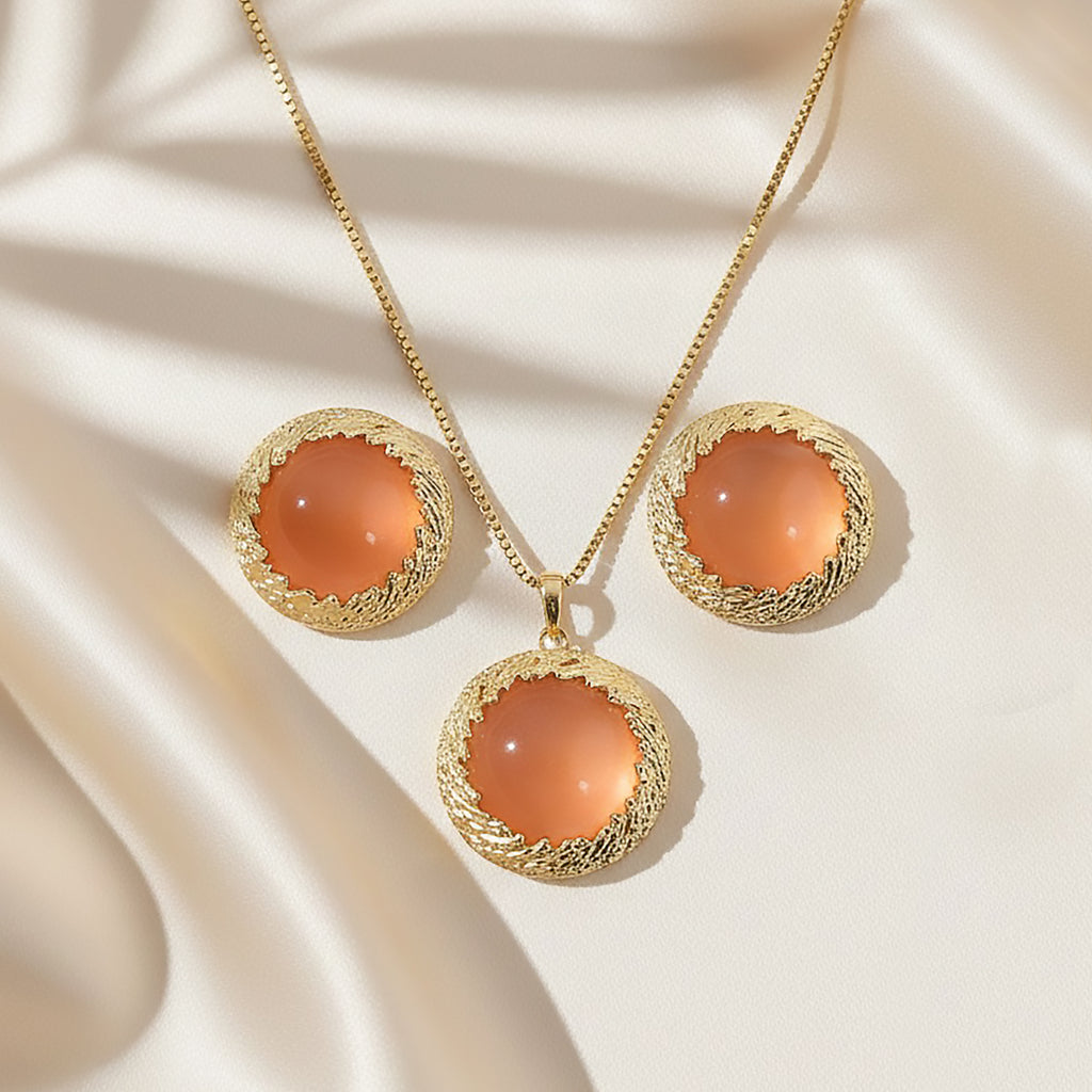 Aura Duo – Parure Dorée Cabochon