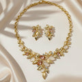 Golden Bloom Statement Necklace & Earrings Set