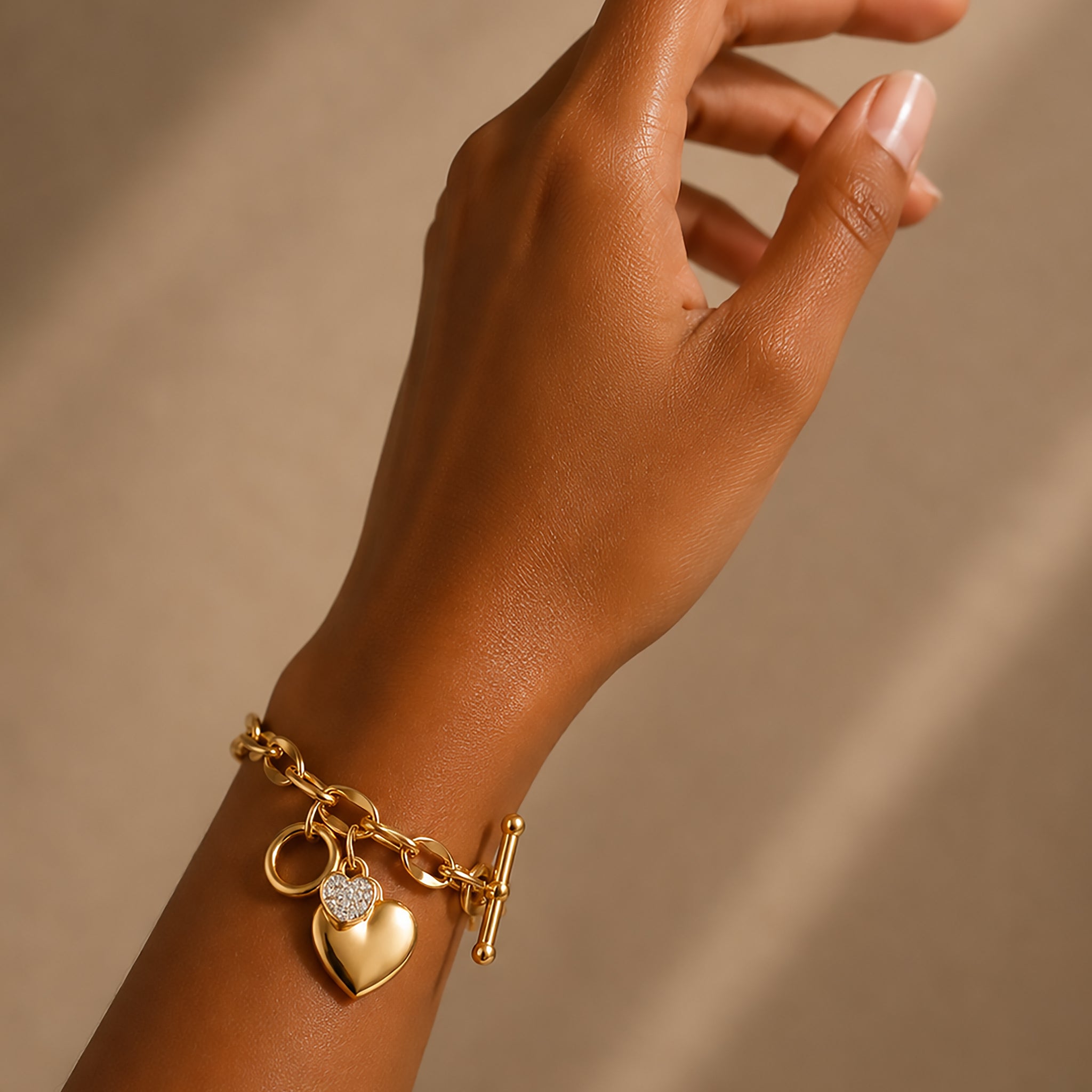 Heart Charm Toggle Bracelet