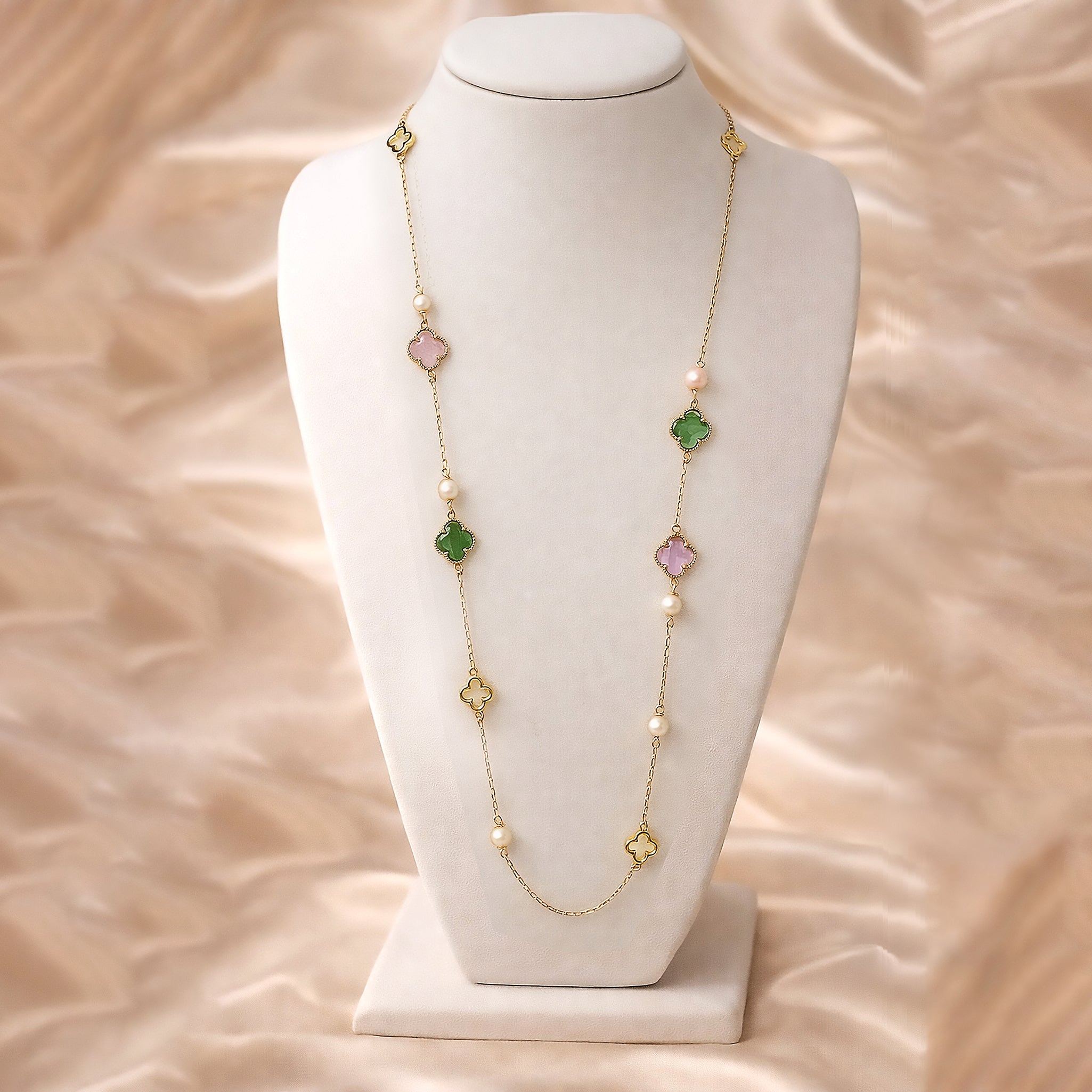 Collier Long Trèfle Pastel